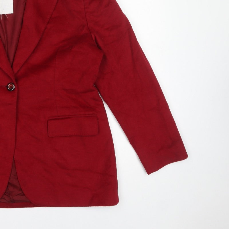 Voirenom Women’s Red UK 14 Single-Breasted Lined Blazer Jacket