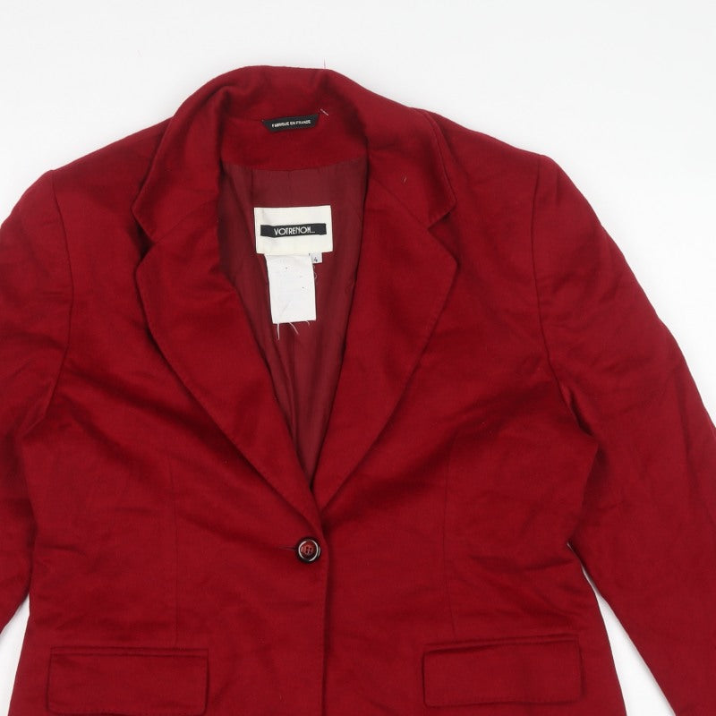 Voirenom Women’s Red UK 14 Single-Breasted Lined Blazer Jacket
