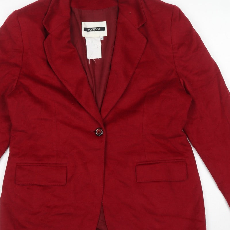 Voirenom Women’s Red UK 14 Single-Breasted Lined Blazer Jacket