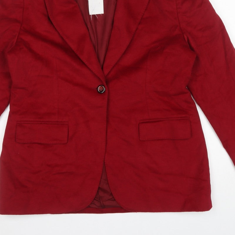 Voirenom Women’s Red UK 14 Single-Breasted Lined Blazer Jacket
