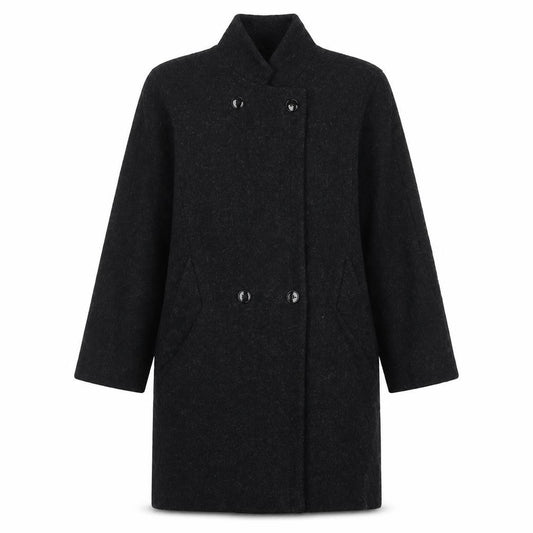 Capri Petites Women’s Black Wool Double Breasted Overcoat UK 14 Petite