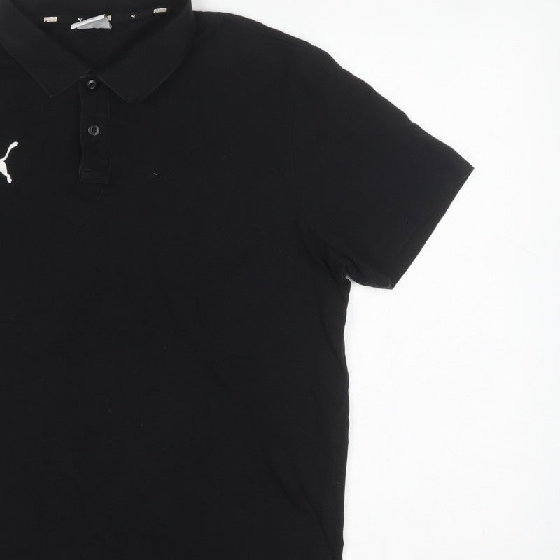 Puma Men’s Black Logo Short Sleeve Polo Shirt Size L