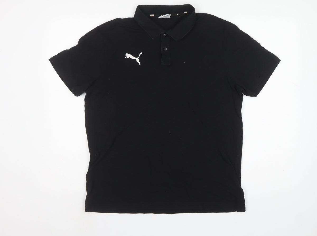 Puma Men’s Black Logo Short Sleeve Polo Shirt Size L
