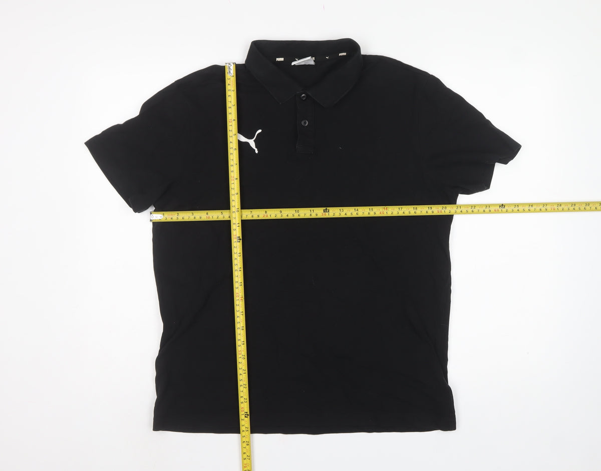 Puma Men’s Black Logo Short Sleeve Polo Shirt Size L