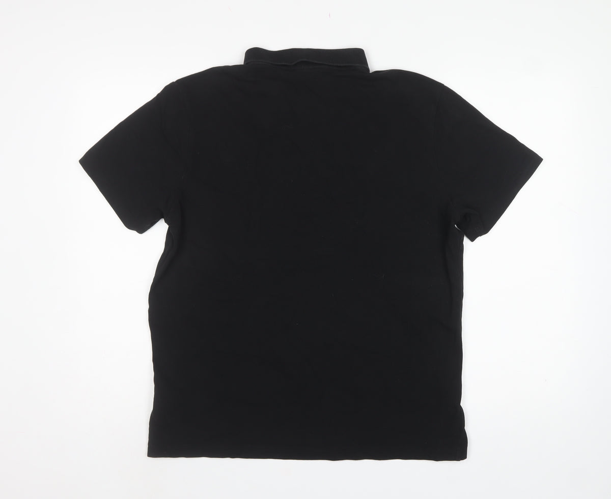 Puma Men’s Black Logo Short Sleeve Polo Shirt Size L