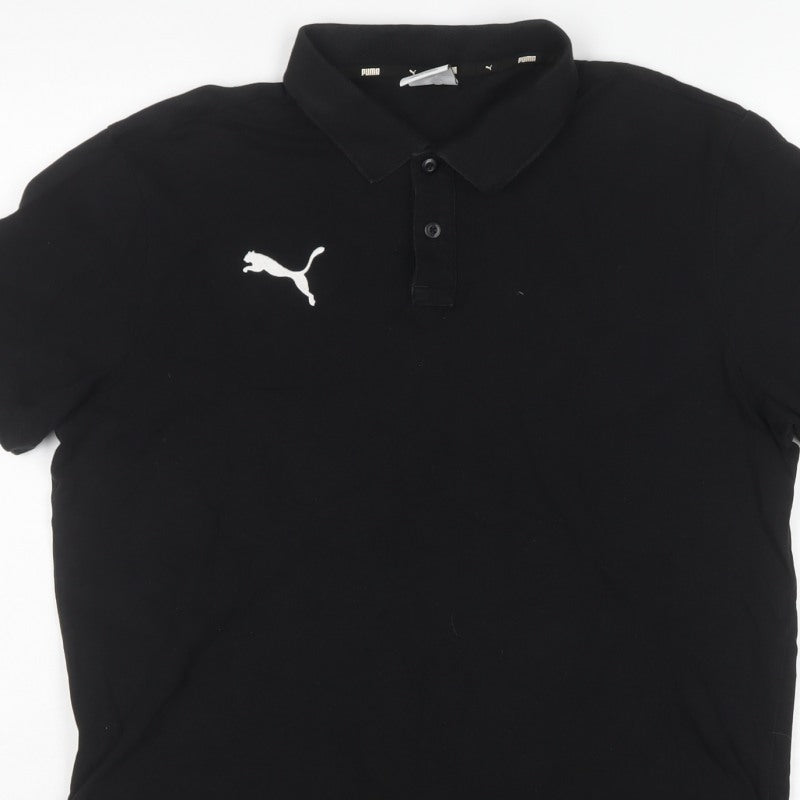 Puma Men’s Black Logo Short Sleeve Polo Shirt Size L