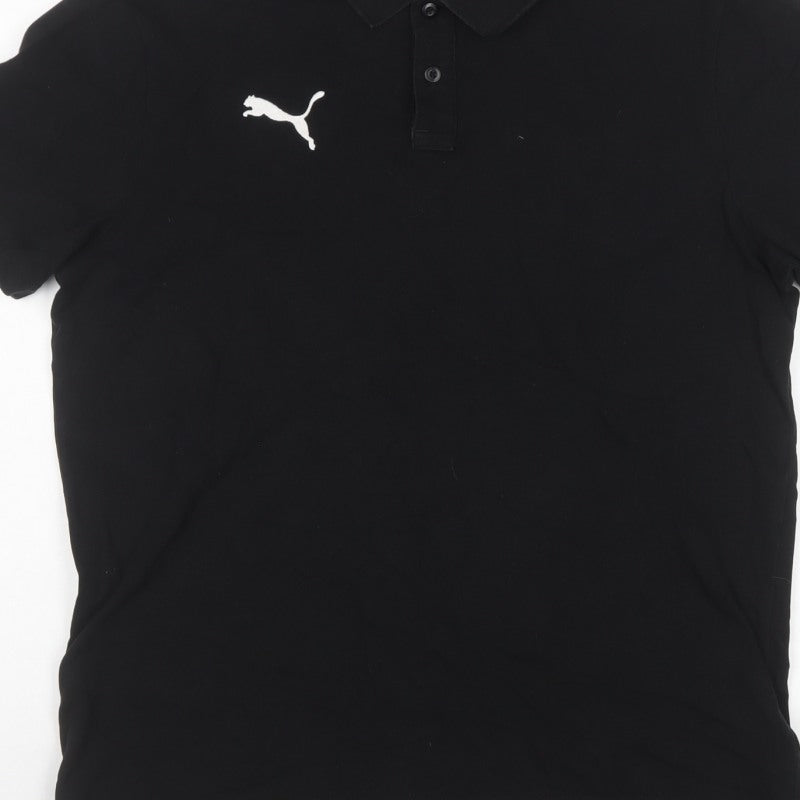 Puma Men’s Black Logo Short Sleeve Polo Shirt Size L