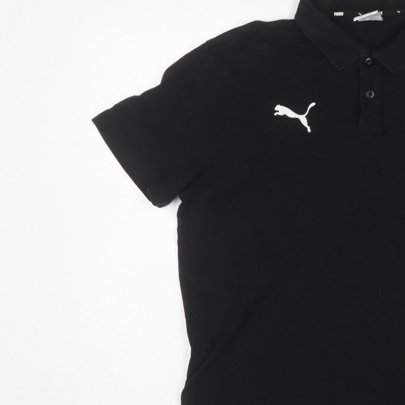 Puma Men’s Black Logo Short Sleeve Polo Shirt Size L