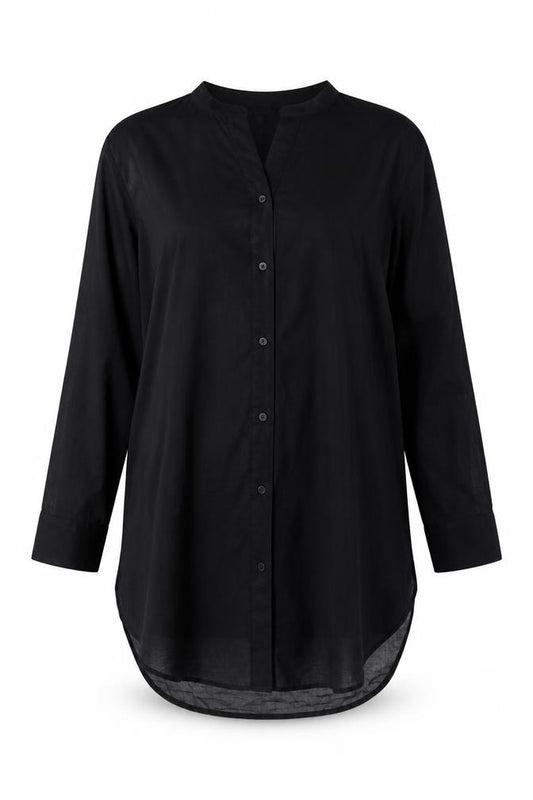 M&S Women Black Size 14 Sheer Viscose Long Sleeve Tunic Shirt