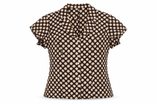 Kaliko Women’s Brown Polka Dot Wrap Button Blouse UK 12