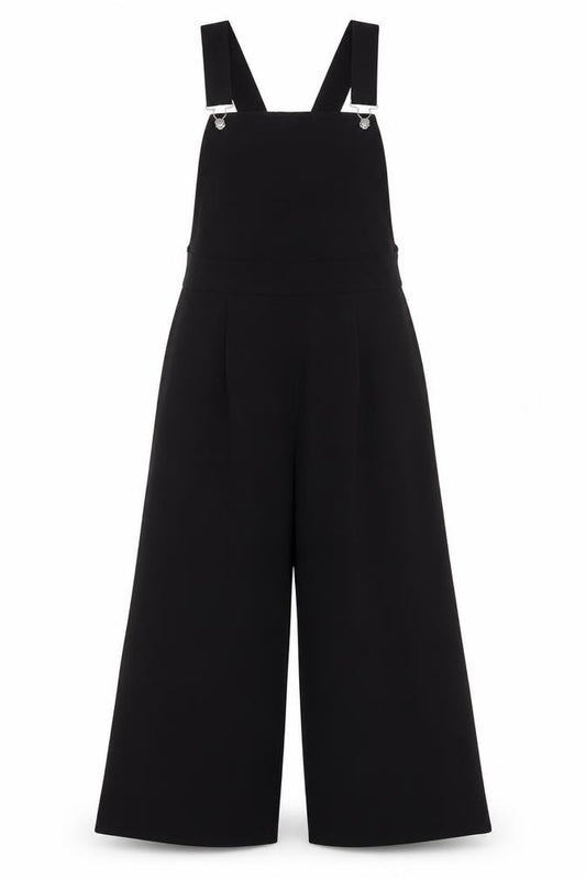 ASOS Women Black UK 12 Wide Leg Dungaree Jumpsuit Adjustable Straps