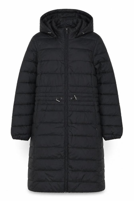 George Women’s Black S Long Hooded Puffer Jacket Quilted