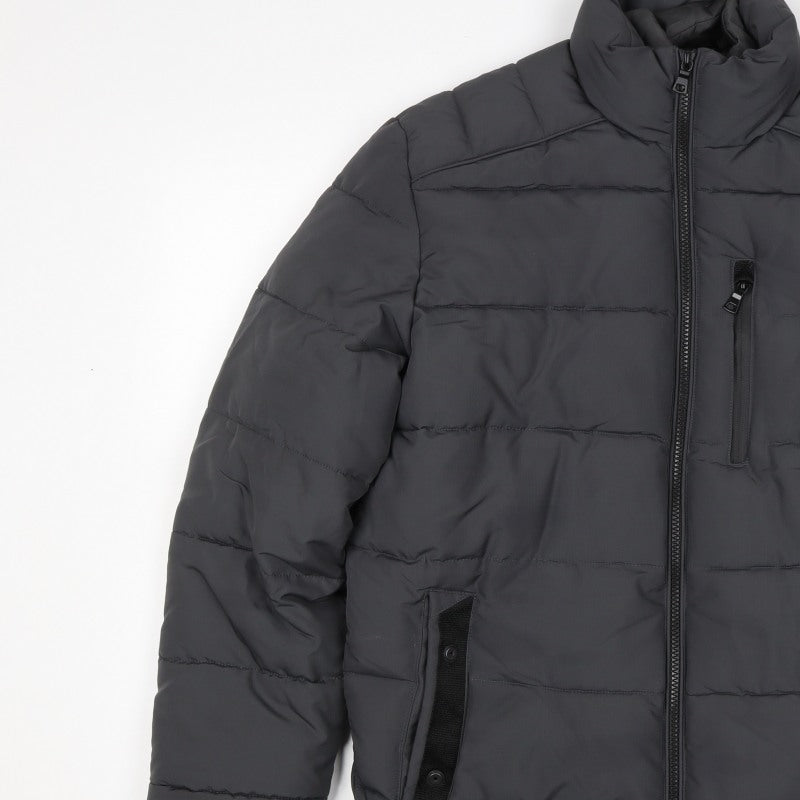 Marks and Spencer Men Black S Puffer Jacket Quilted Insulated