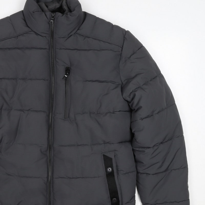 Marks and Spencer Men Black S Puffer Jacket Quilted Insulated