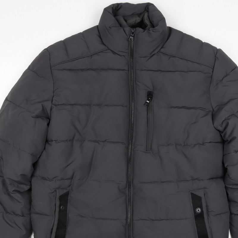 Marks and Spencer Men Black S Puffer Jacket Quilted Insulated