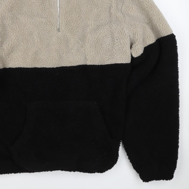 Primary Women’s XL Beige Black Teddy Fleece 1/4 Zip Pullover Jacket