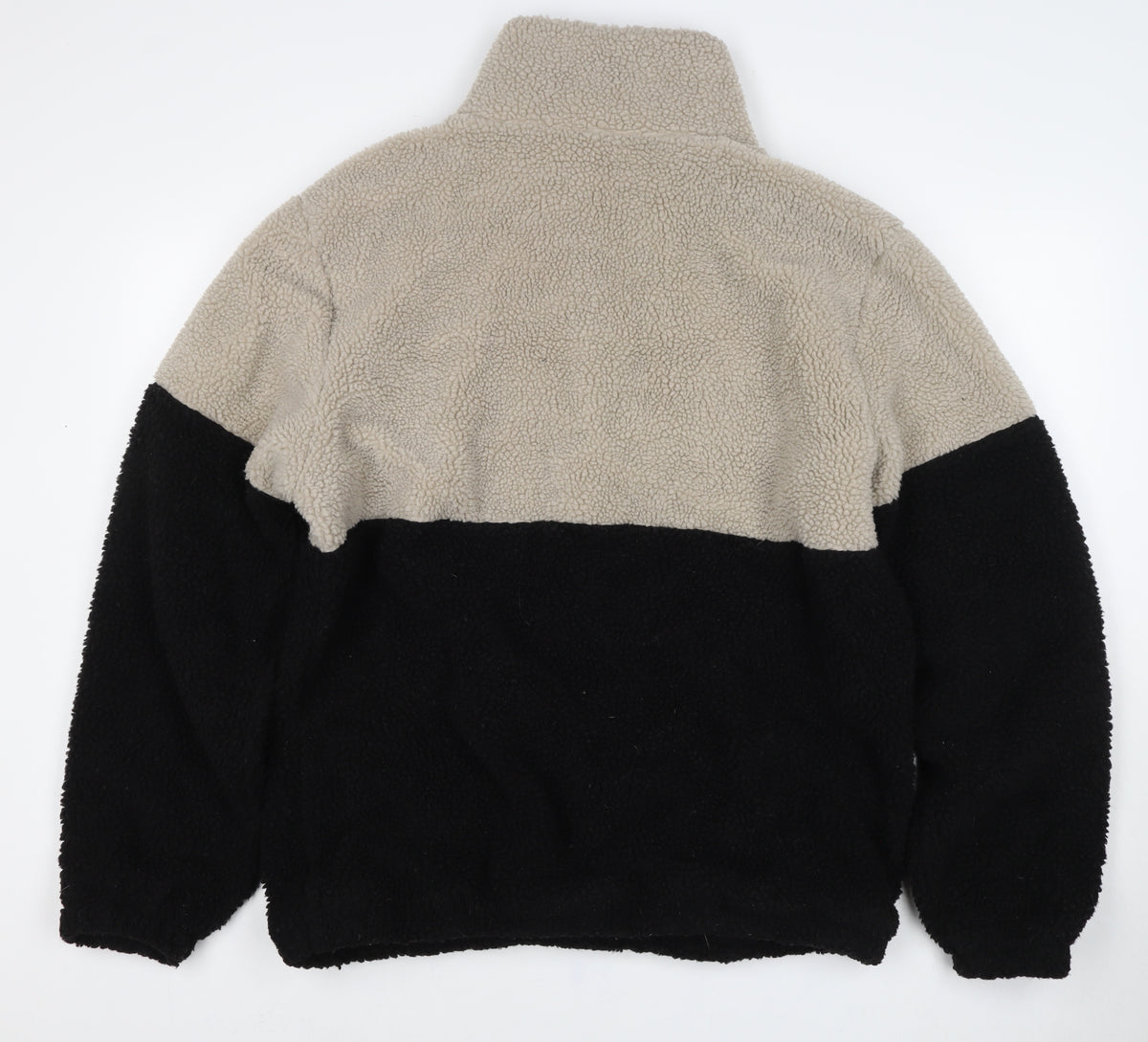 Primary Women’s XL Beige Black Teddy Fleece 1/4 Zip Pullover Jacket