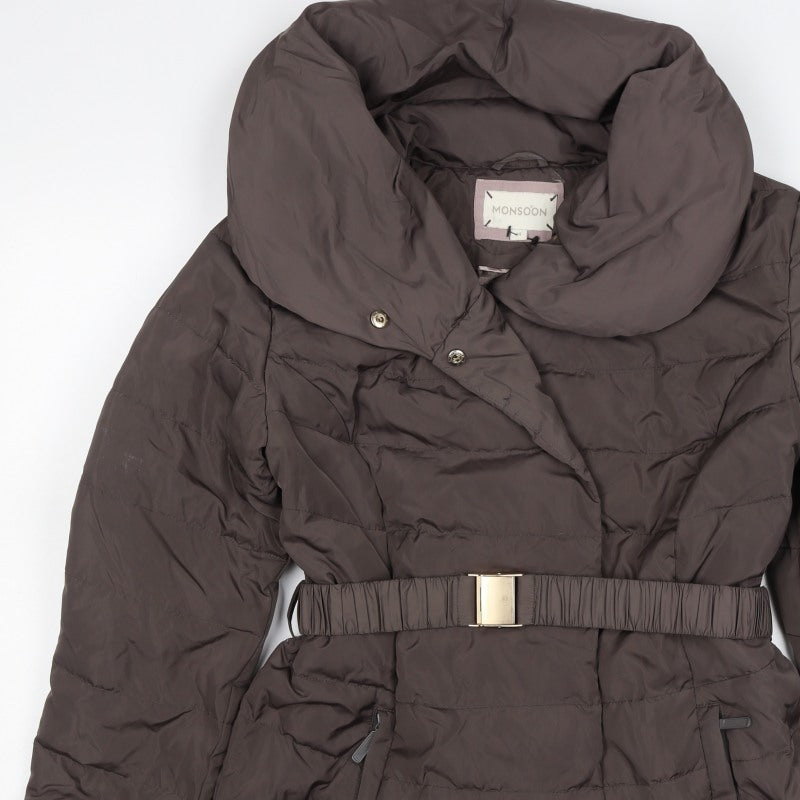 Monsoon Women’s Brown M Quilted Belted Puffer Jacket Coat