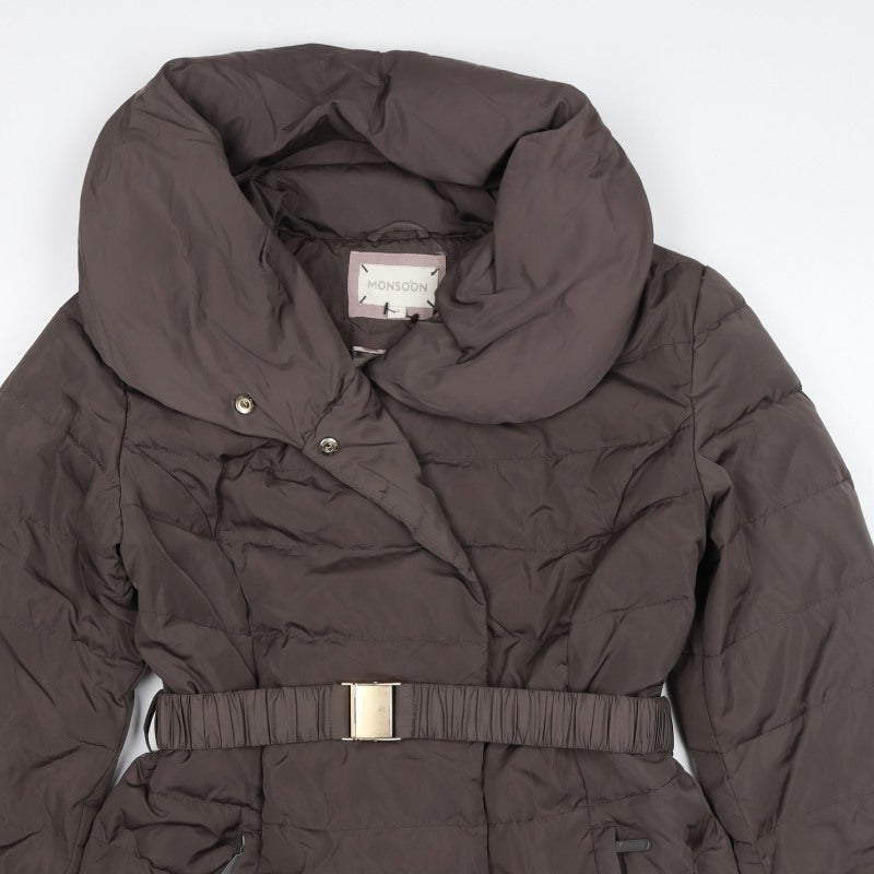 Monsoon Women’s Brown M Quilted Belted Puffer Jacket Coat