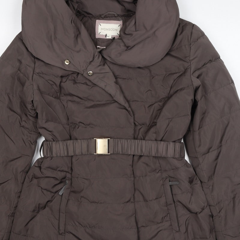 Monsoon Women’s Brown M Quilted Belted Puffer Jacket Coat