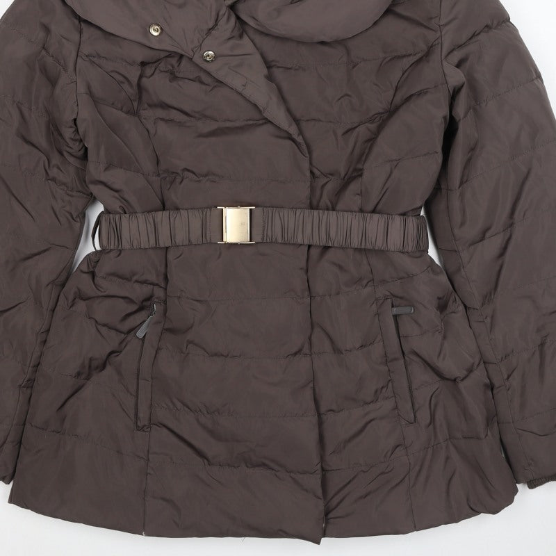 Monsoon Women’s Brown M Quilted Belted Puffer Jacket Coat