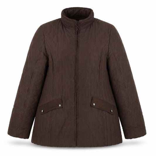 BHS Women’s Brown Quilted Puffer Jacket Size 14 Zip Padded