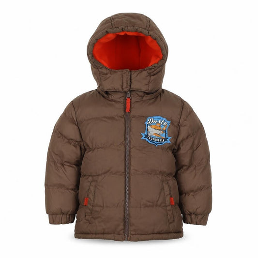 Disney Planes Boys Brown 3 Years Dusty Puffer Hooded Winter Jacket