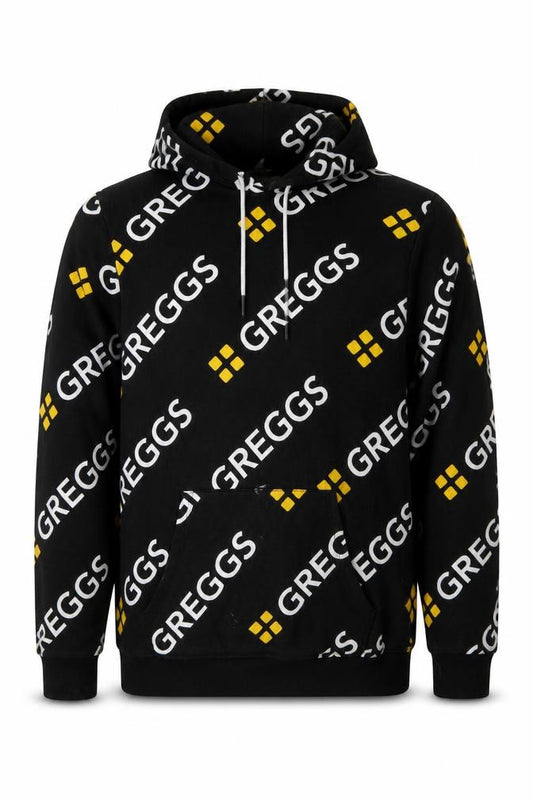 Greggs Men’s Black M Logo Print Pullover Hoodie Drawstring