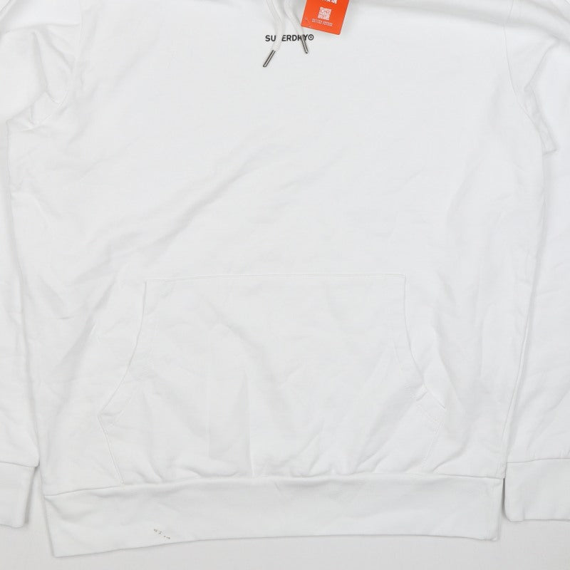 Superdry Men’s White XL Pullover Hoodie Logo Kangaroo Pocket