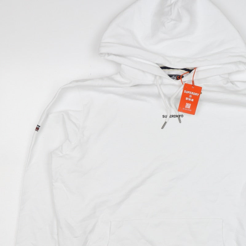 Superdry Men’s White XL Pullover Hoodie Logo Kangaroo Pocket
