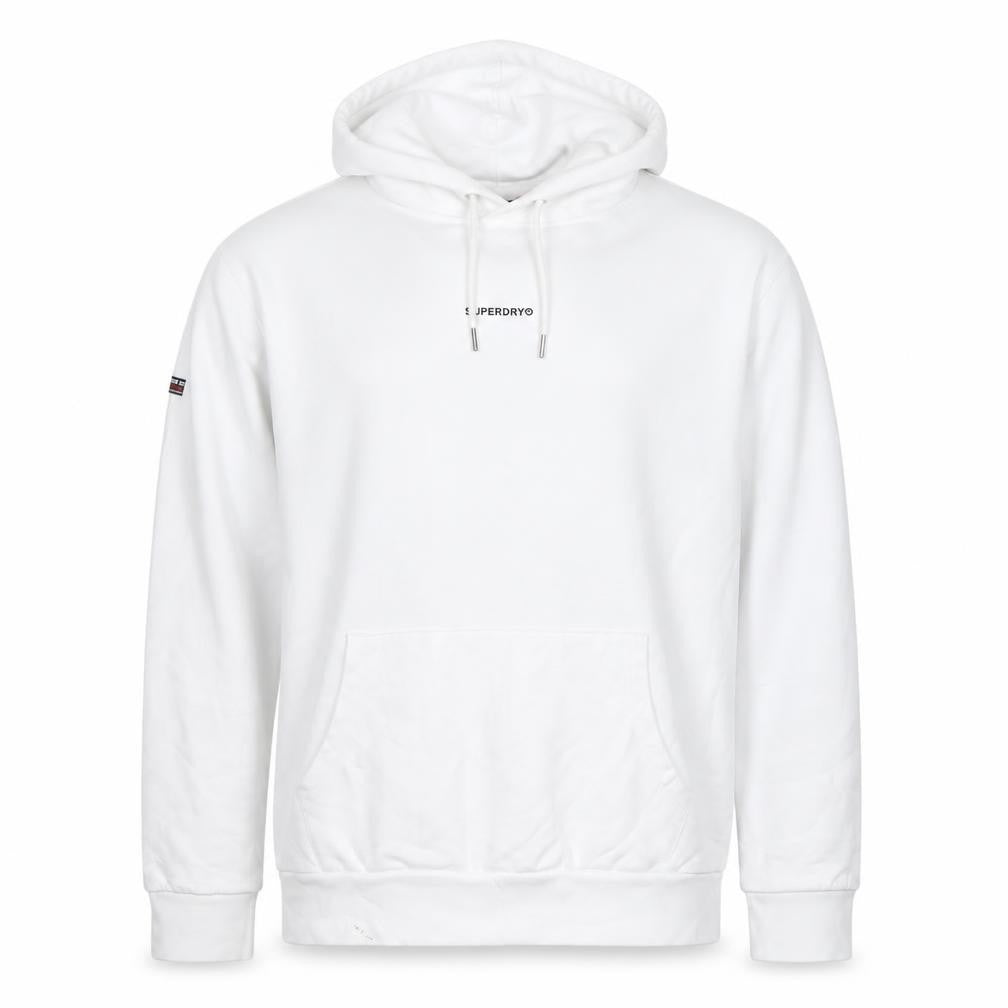 Superdry Men’s White XL Pullover Hoodie Logo Kangaroo Pocket