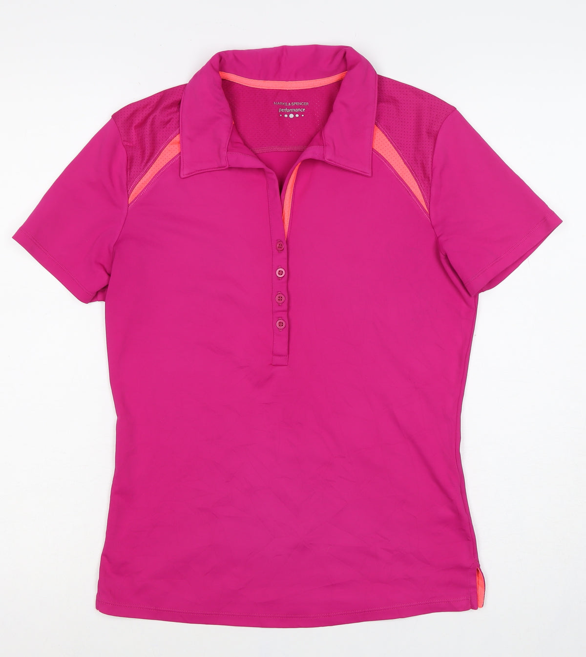 Marks and Spencer Women Pink UK 8 Performance Mesh Golf Polo Top