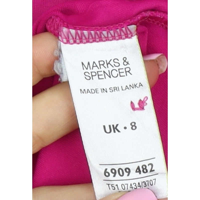 Marks and Spencer Women Pink UK 8 Performance Mesh Golf Polo Top