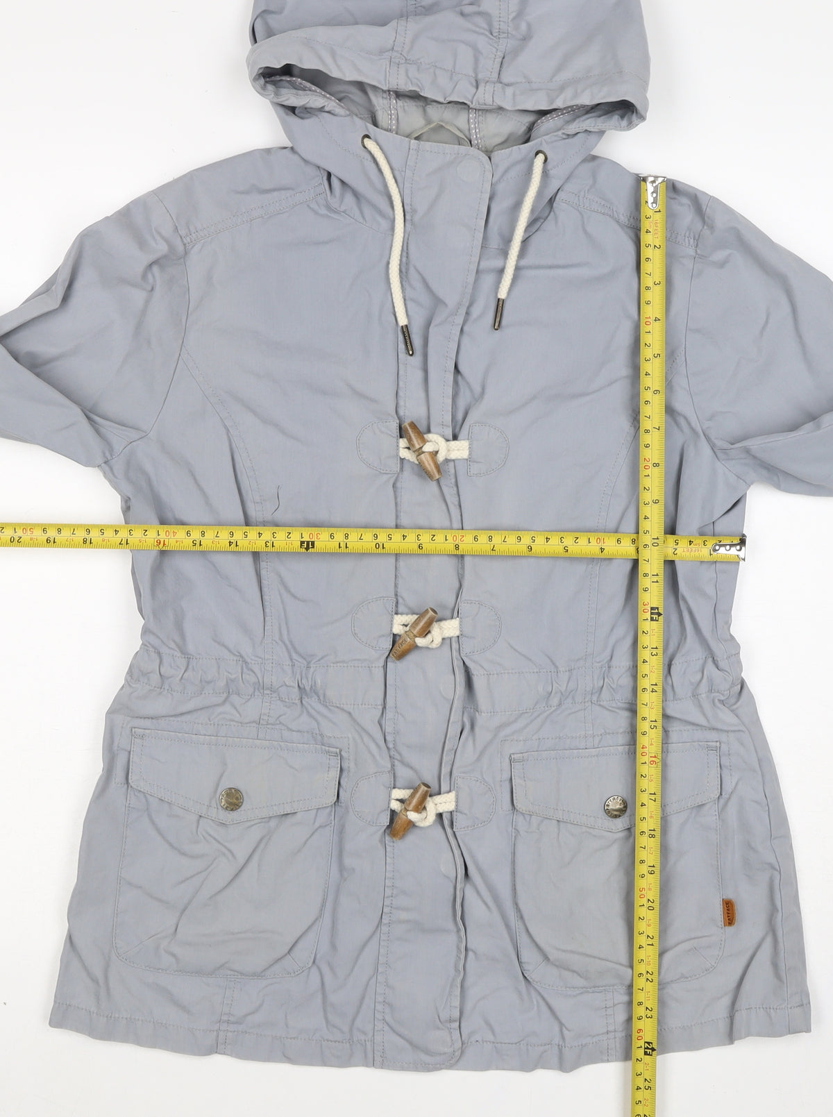 FatFace Women Grey Size 12 Hooded Toggle Parka Jacket