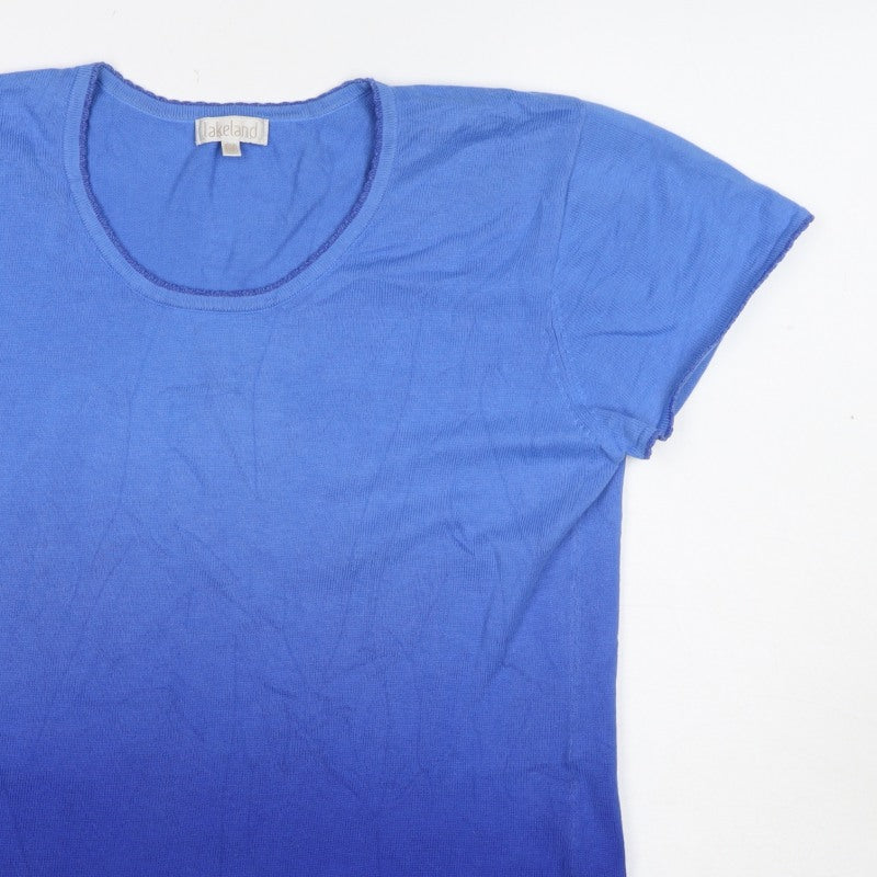 Lakeland Women's Blue UK 10 Basic Scoop Neck Knit T-Shirt