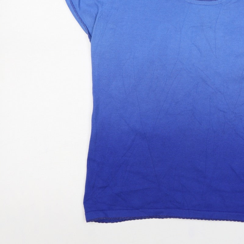 Lakeland Women's Blue UK 10 Basic Scoop Neck Knit T-Shirt