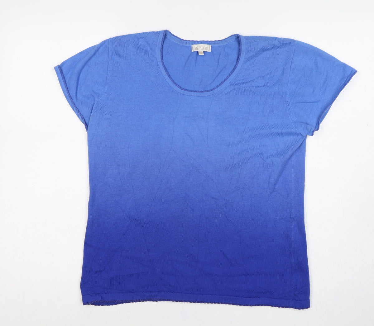 Lakeland Women's Blue UK 10 Basic Scoop Neck Knit T-Shirt