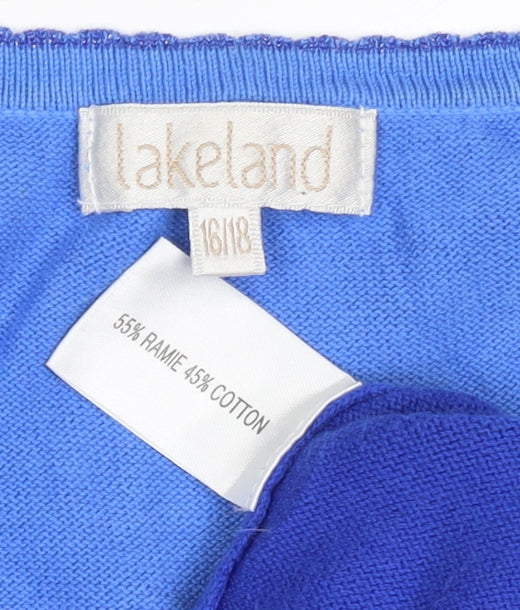 Lakeland Women's Blue UK 10 Basic Scoop Neck Knit T-Shirt