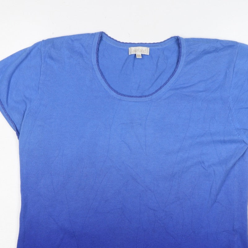 Lakeland Women's Blue UK 10 Basic Scoop Neck Knit T-Shirt