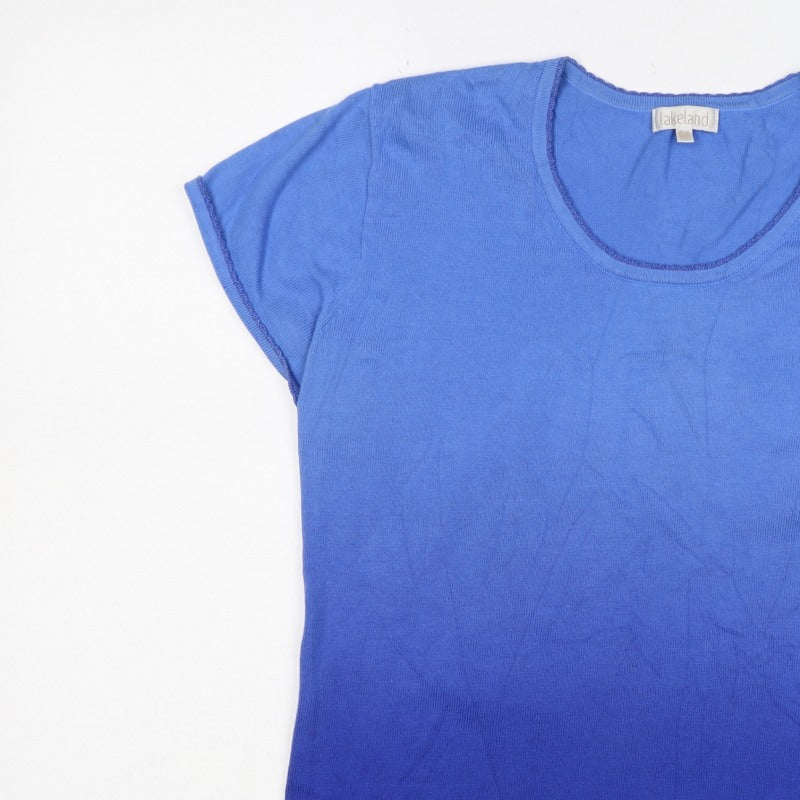 Lakeland Women's Blue UK 10 Basic Scoop Neck Knit T-Shirt