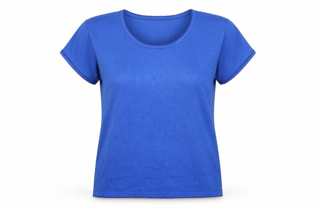 Lakeland Women's Blue UK 10 Basic Scoop Neck Knit T-Shirt