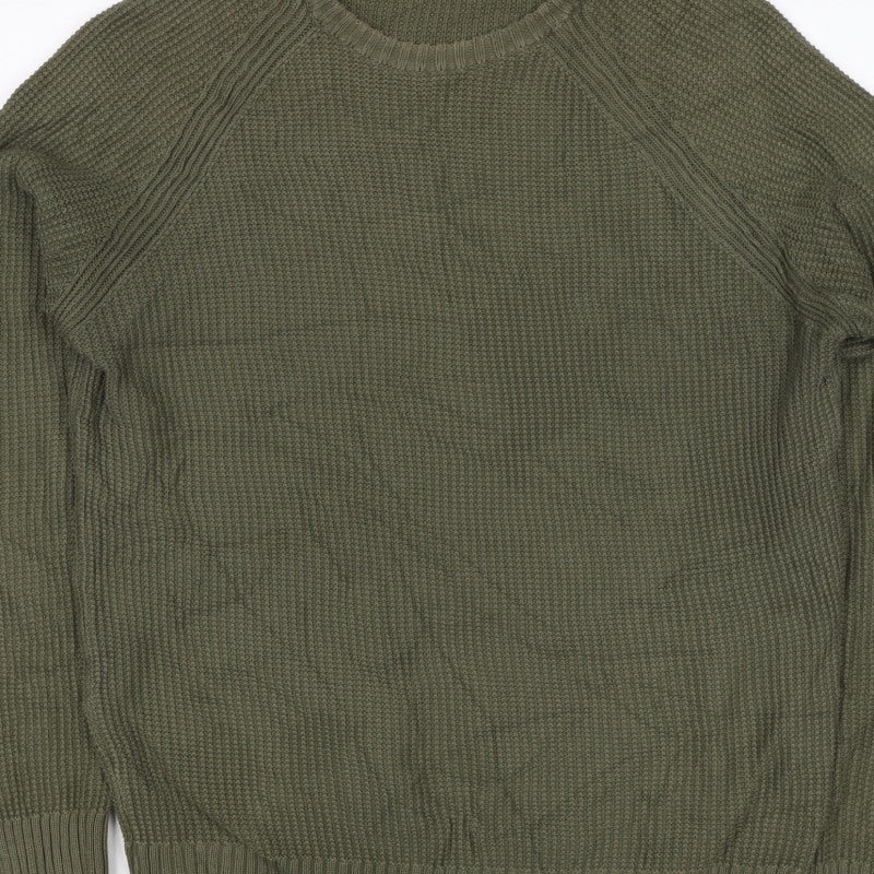 Zara Men Green M Pullover Crew Neck Tight Knit Jumper