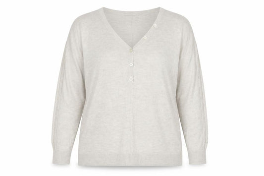 Next Women Ivory S Button-Up V-Neck Fine Knit Cardigan