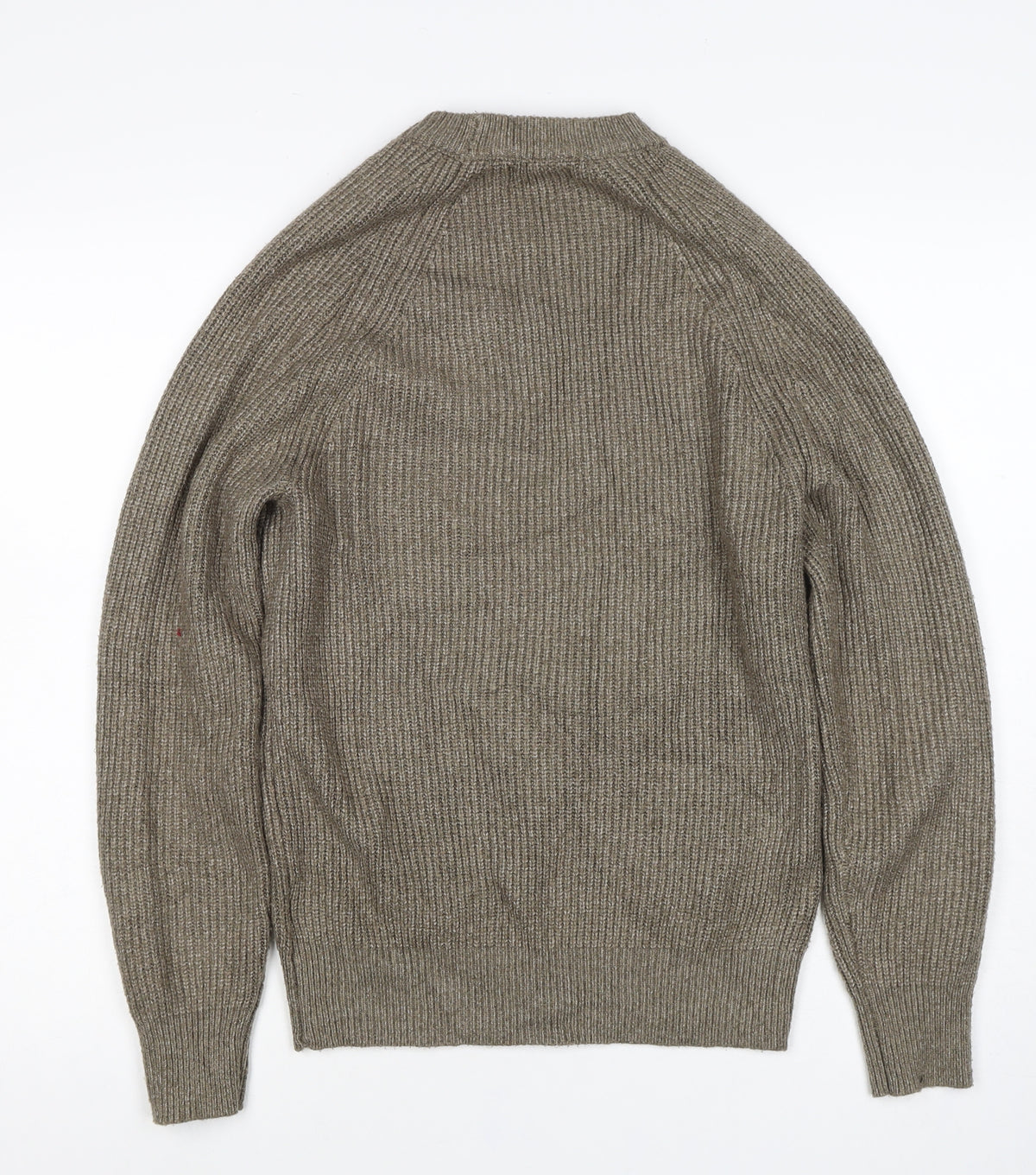 Next Men’s Brown XS Wool Blend Ribbed Knit Crew Neck Pullover Jumper