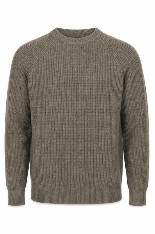 Next Men’s Brown XS Wool Blend Ribbed Knit Crew Neck Pullover Jumper
