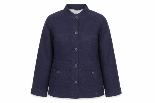 Rohan Women Blue UK 12 Linen Blend Utility Jacket 6 Button Long Sleeve