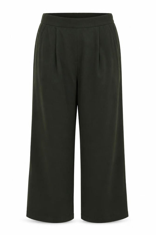 Saint + Sofia Women’s Green UK 10 Wide-Leg Stretch Trousers