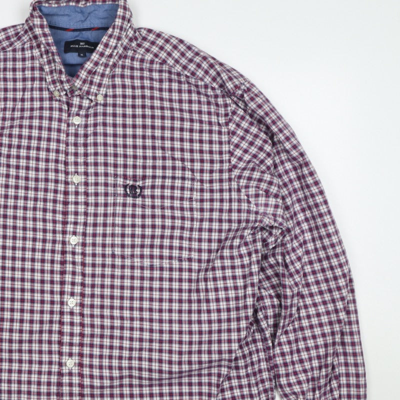 Blue Harbour Men’s XL Red Blue Plaid Cotton Button-Up Shirt
