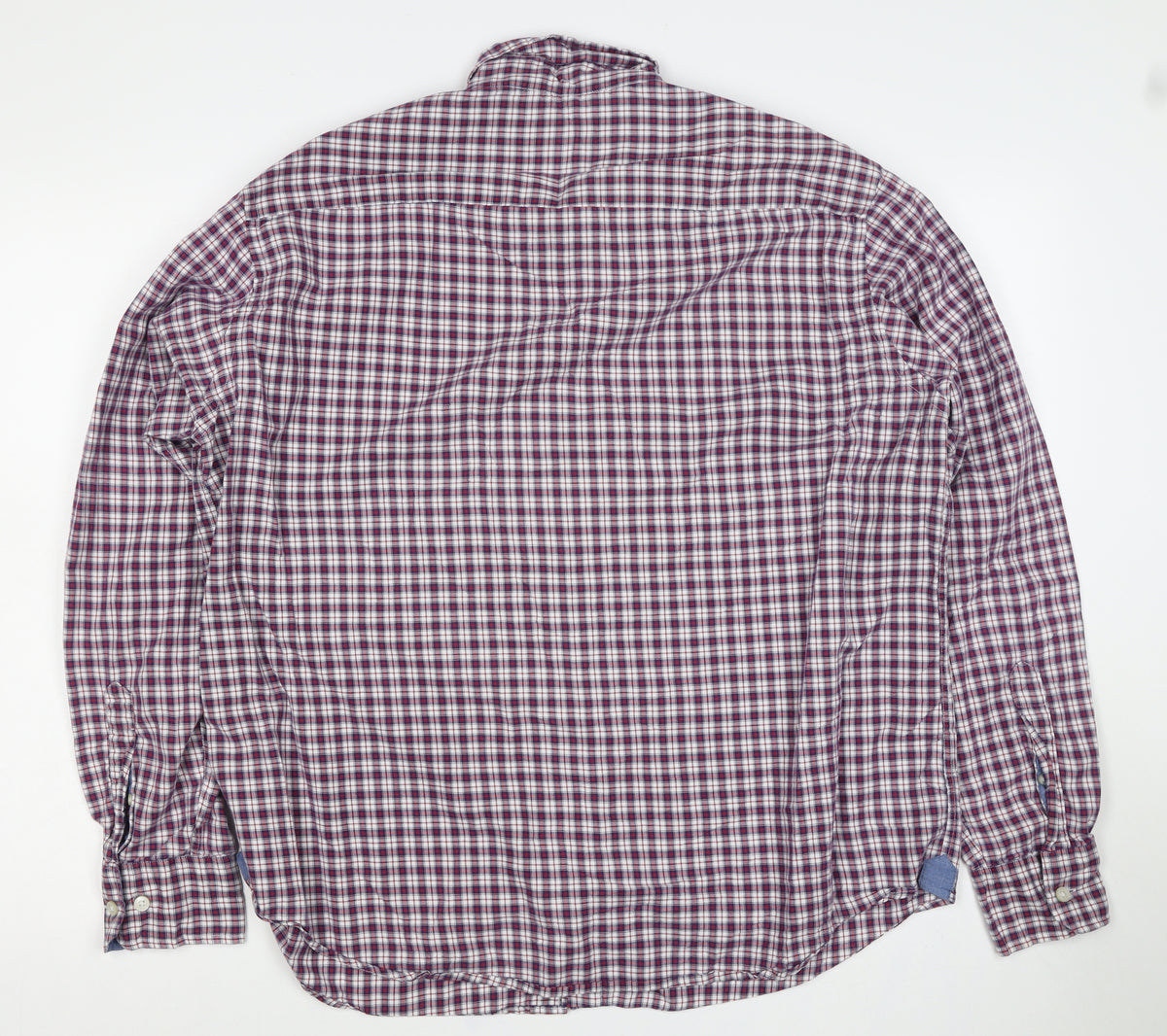 Blue Harbour Men’s XL Red Blue Plaid Cotton Button-Up Shirt
