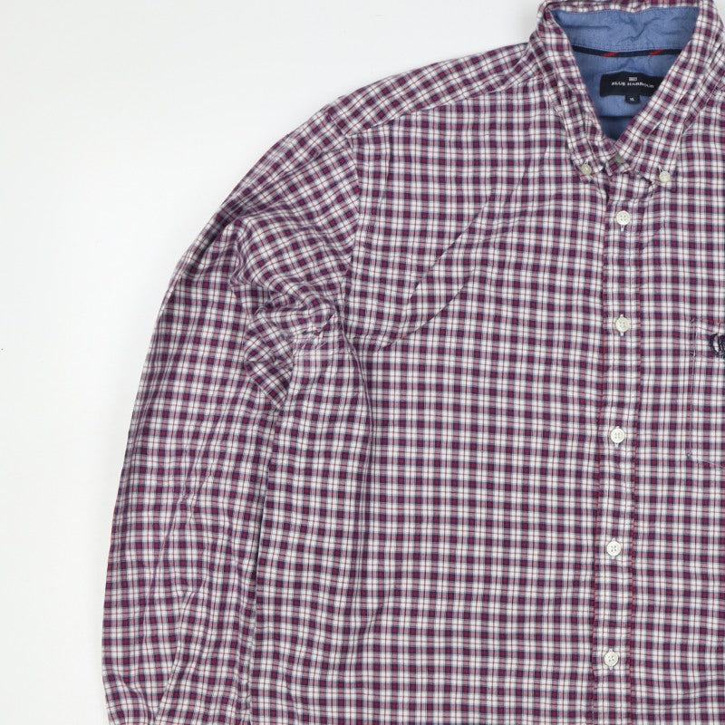 Blue Harbour Men’s XL Red Blue Plaid Cotton Button-Up Shirt